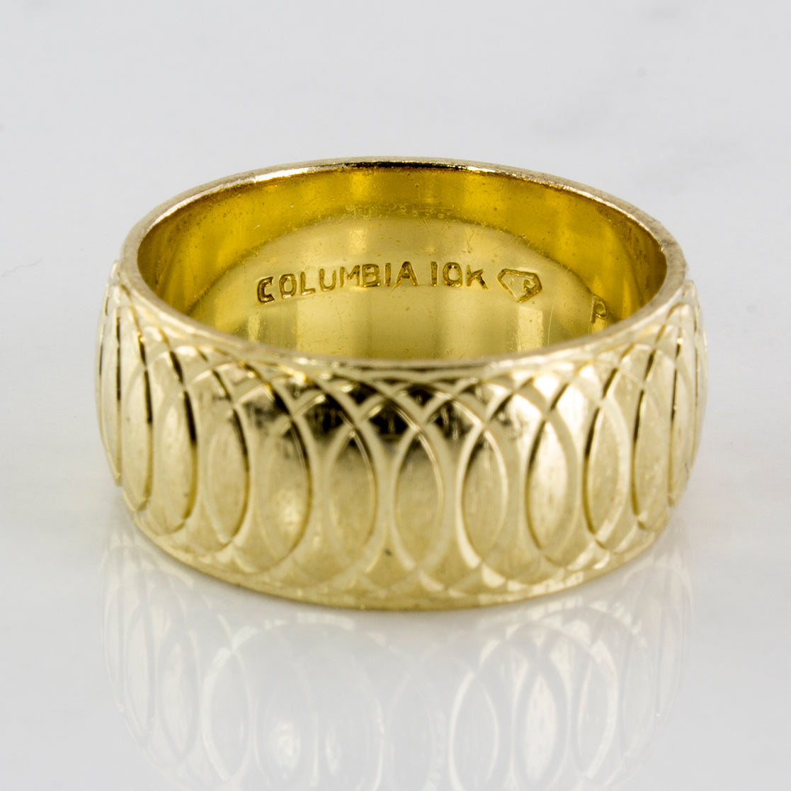 Engraved Patterned Wide Gold Band | SZ 5.25 |