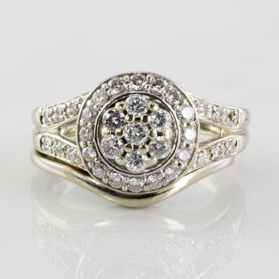 Diamond Halo Cluster Wedding Set | 0.54 ctw | SZ 5.75 |