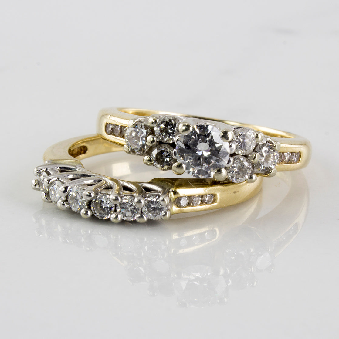 Multi Diamond Wedding Set | 0.95 ctw | SZ 5.75 |