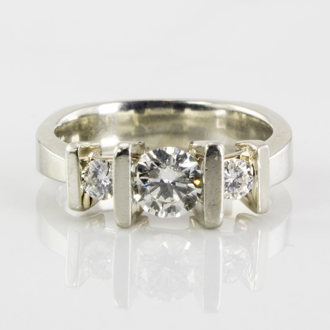 Tension Set Three Stone Diamond Engagement Ring | 0.48 ctw | SZ 4 |