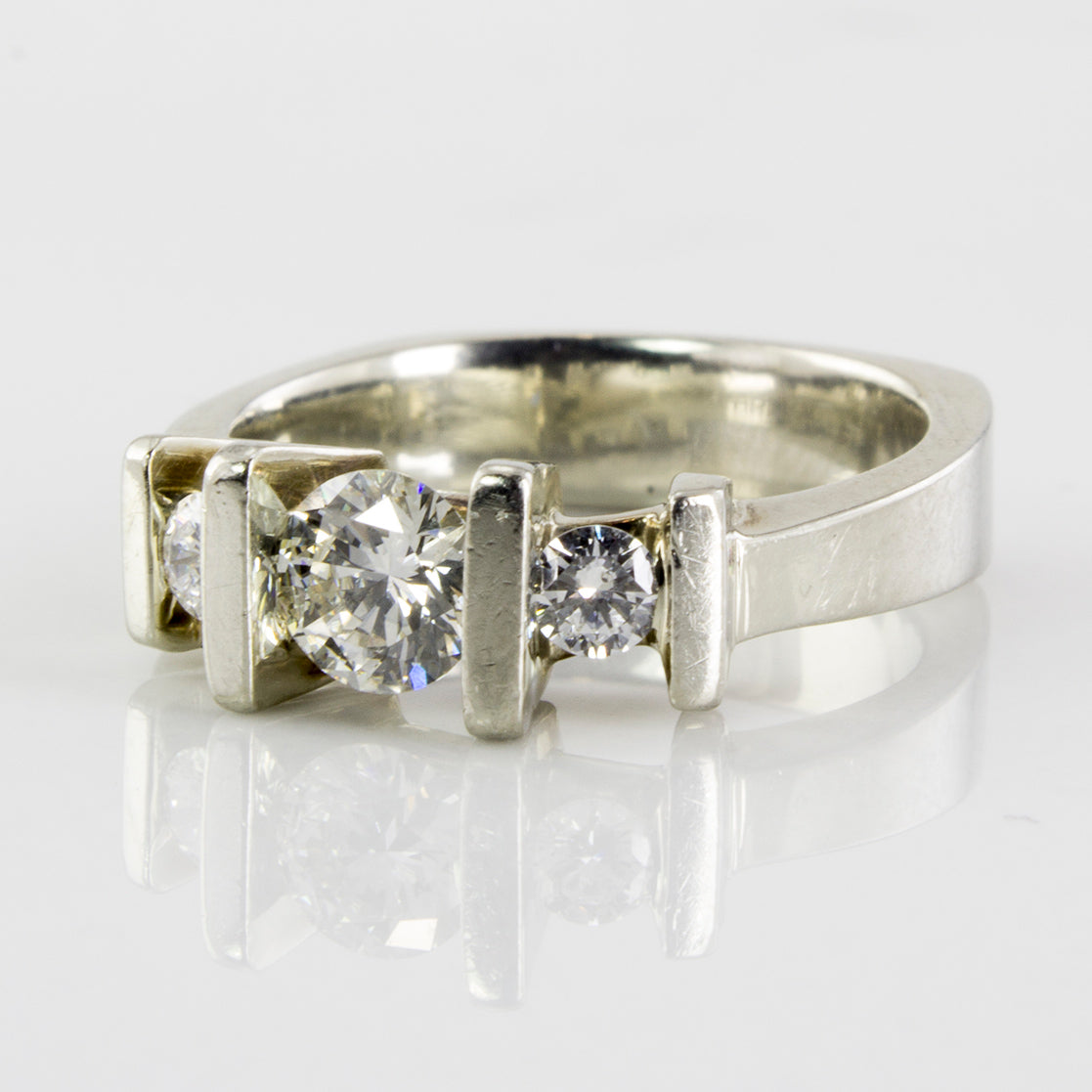 Tension Set Three Stone Diamond Engagement Ring | 0.48 ctw | SZ 4 |