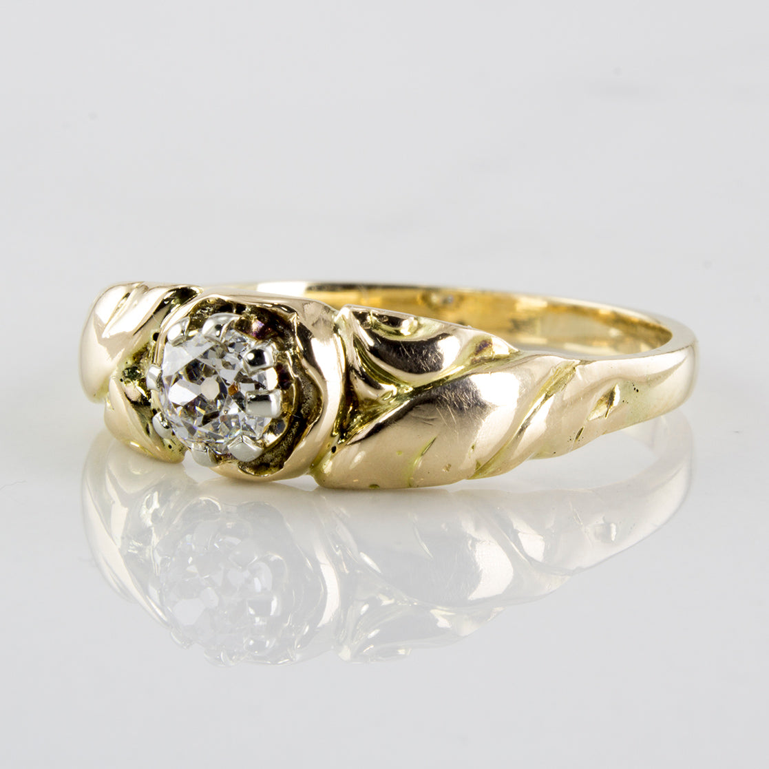 Mine cut european vintage engagement ring, authentic diamond ring