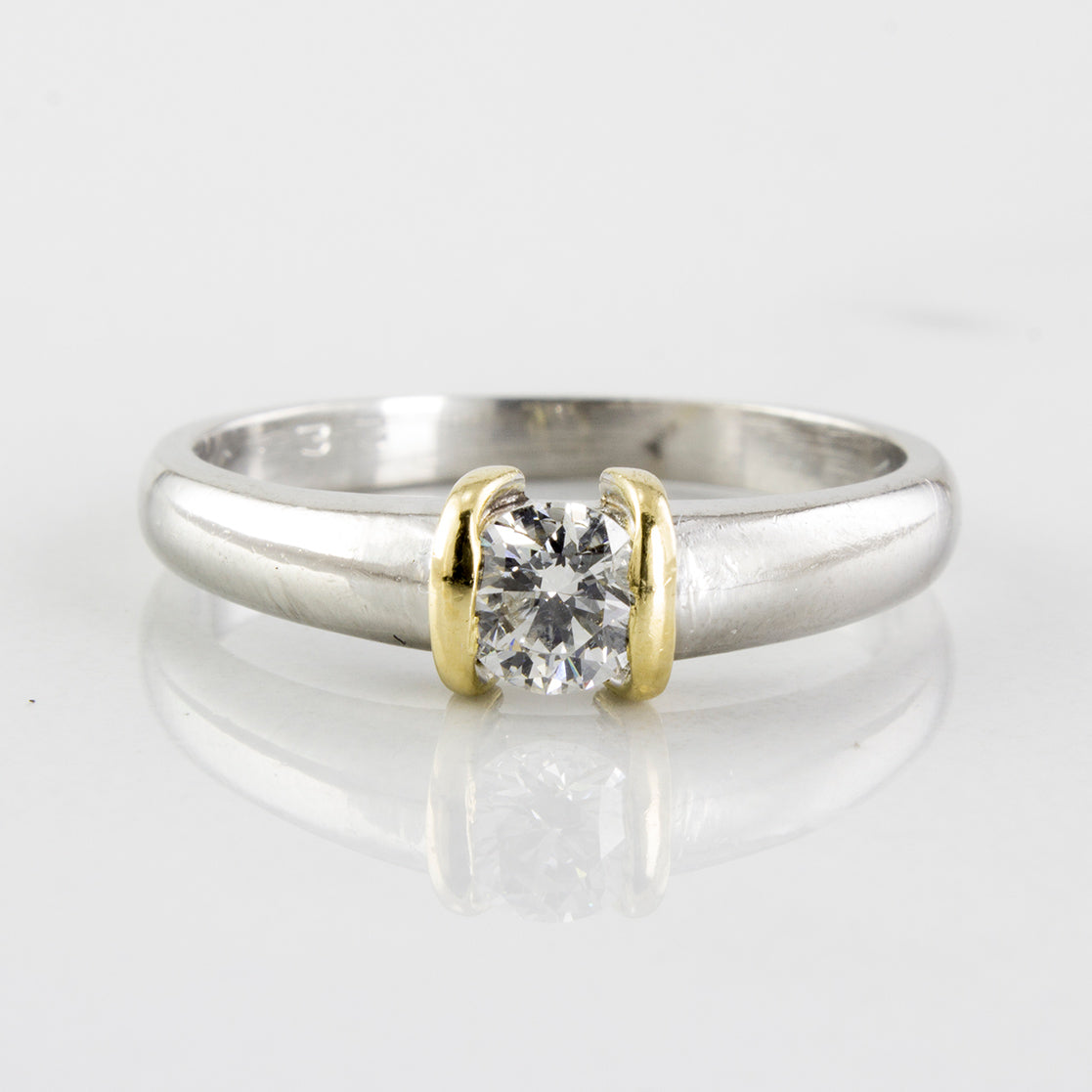 Flush Set Diamond Platinum Solitaire Ring | 0.33 ctw | SZ 7.5 |