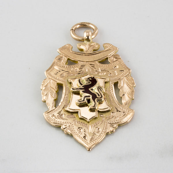 1912' Edwardian Era Engraved Badge Pendant