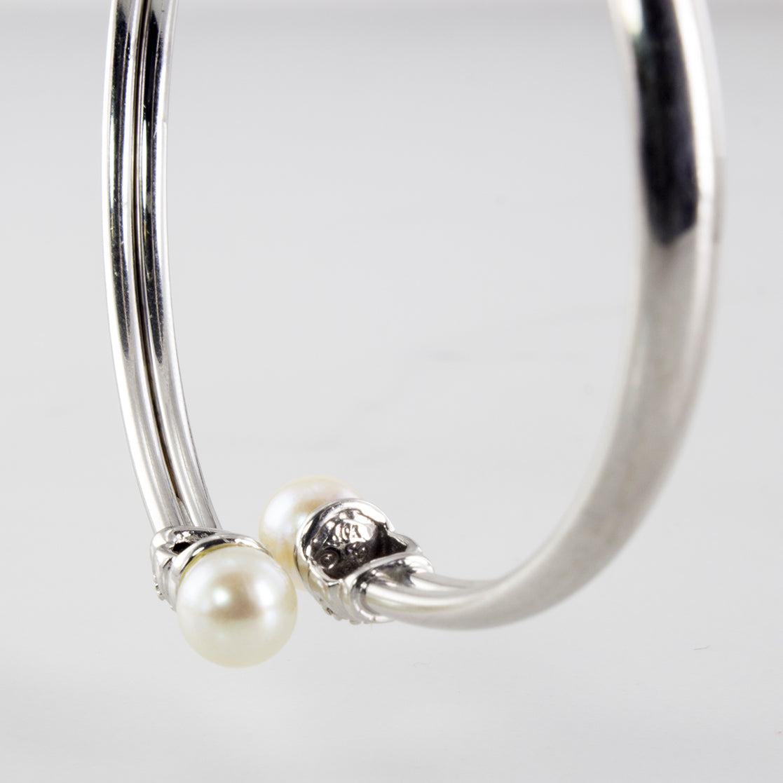 Pearl Bypass Bangle Bracelet | 4.25ctw, 0.02ctw | 7.5