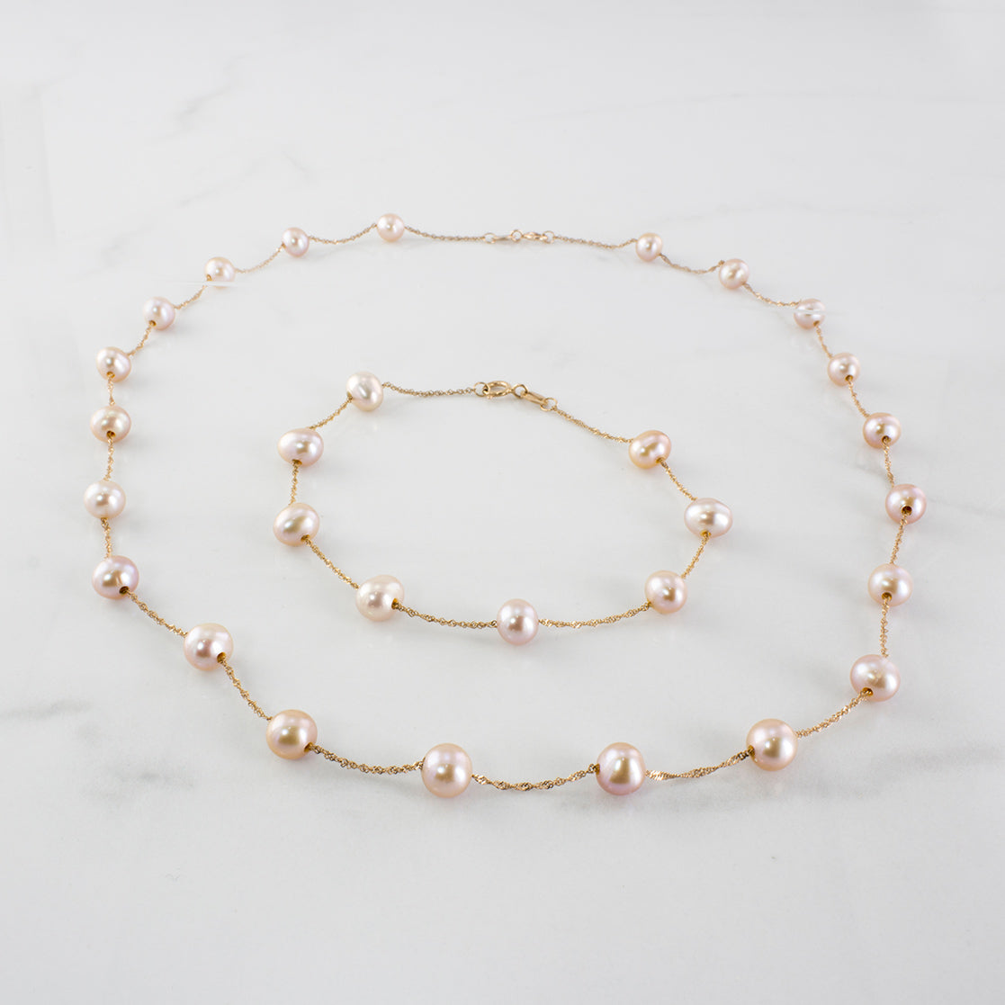 Effy' Pearl Bracelet & Necklace Set |