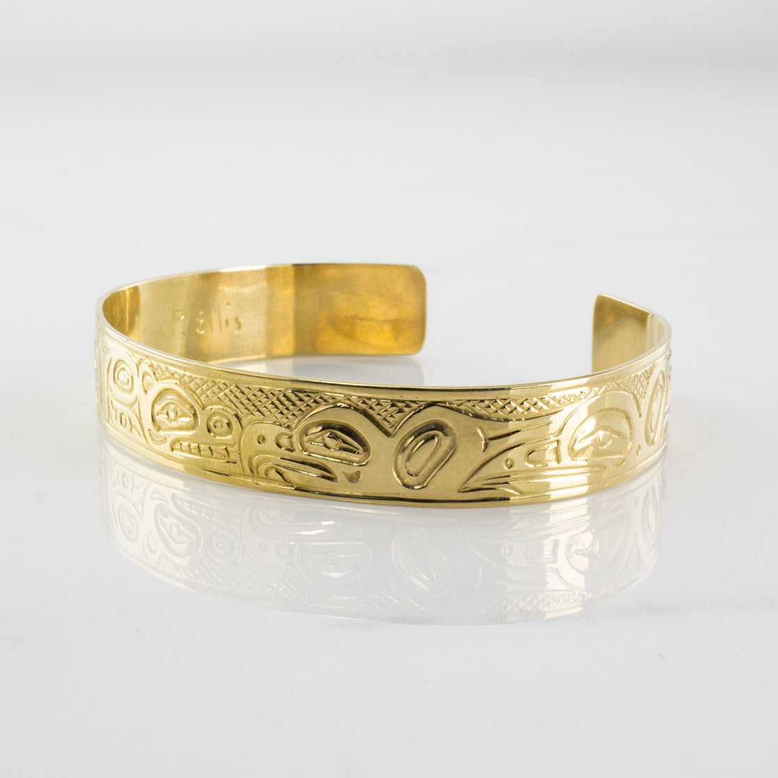 P. Ellis' Haida Totem Art Gold Cuff Bracelet | SZ 6