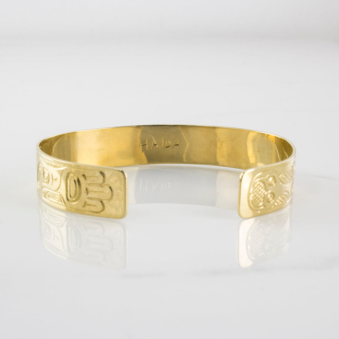P. Ellis' Haida Totem Art Gold Cuff Bracelet | SZ 6