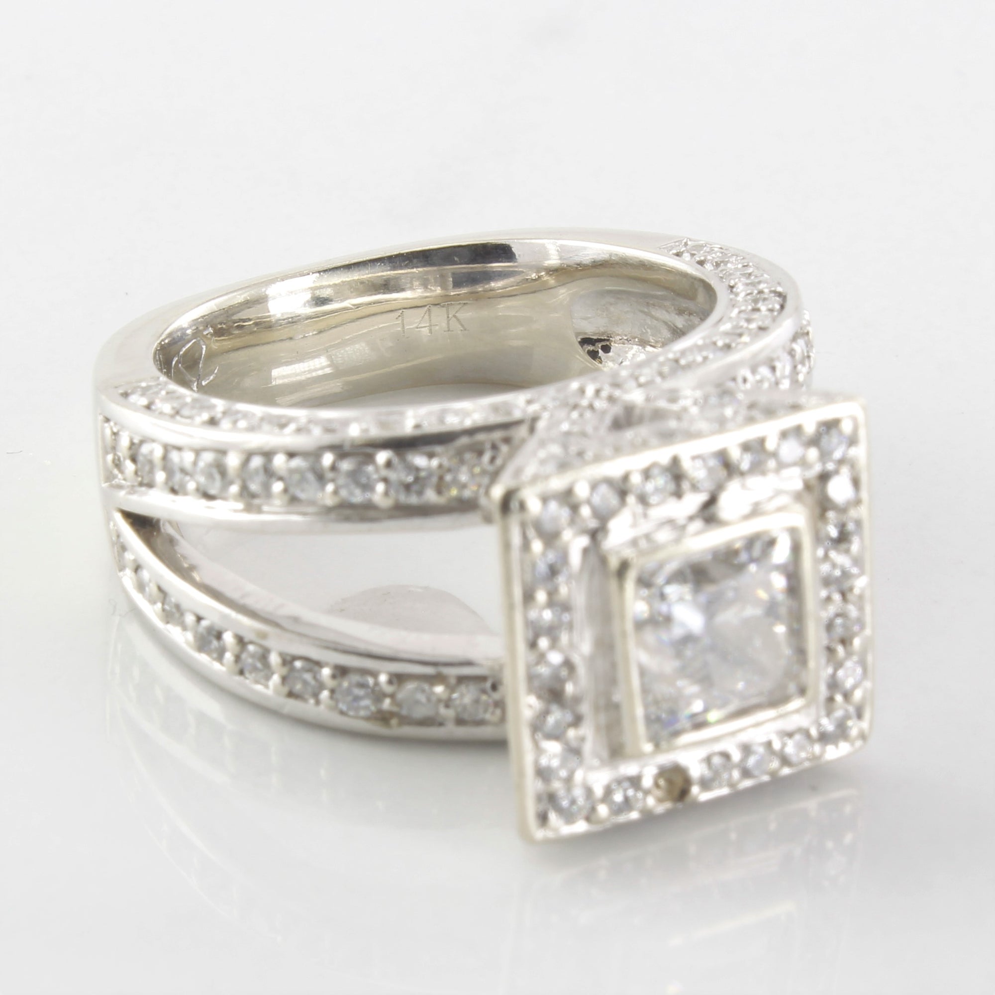 Split Shank Princess Diamond Halo Ring | 2.40ctw | I1, G/H | SZ 7 |