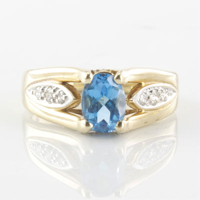 Blue Topaz & Diamond Accent Ring | 0.12ctw, 0.90ct | SZ 6 |