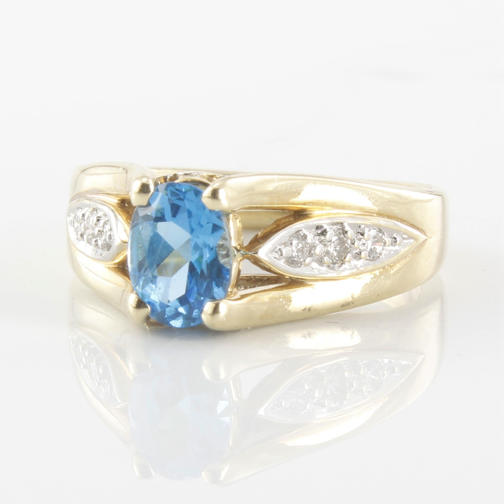 Blue Topaz & Diamond Accent Ring | 0.12ctw, 0.90ct | SZ 6 |