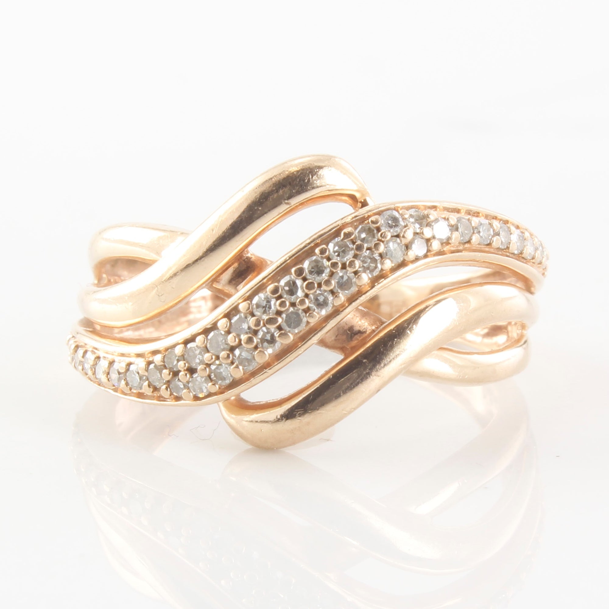 Diamond Rose Gold Bypass Ring | 0.20ctw | SZ 6.75 |