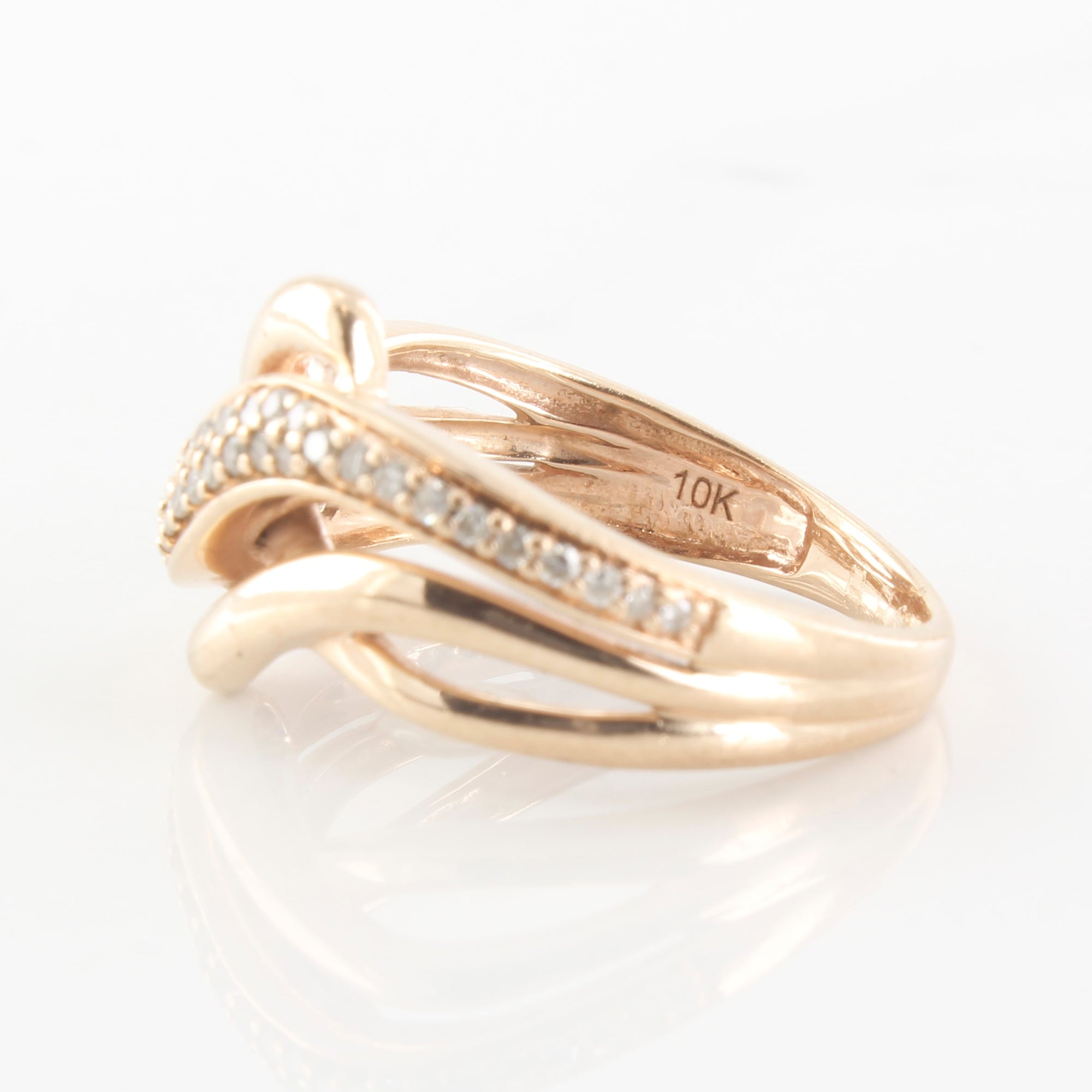 Diamond Rose Gold Bypass Ring | 0.20ctw | SZ 6.75 |