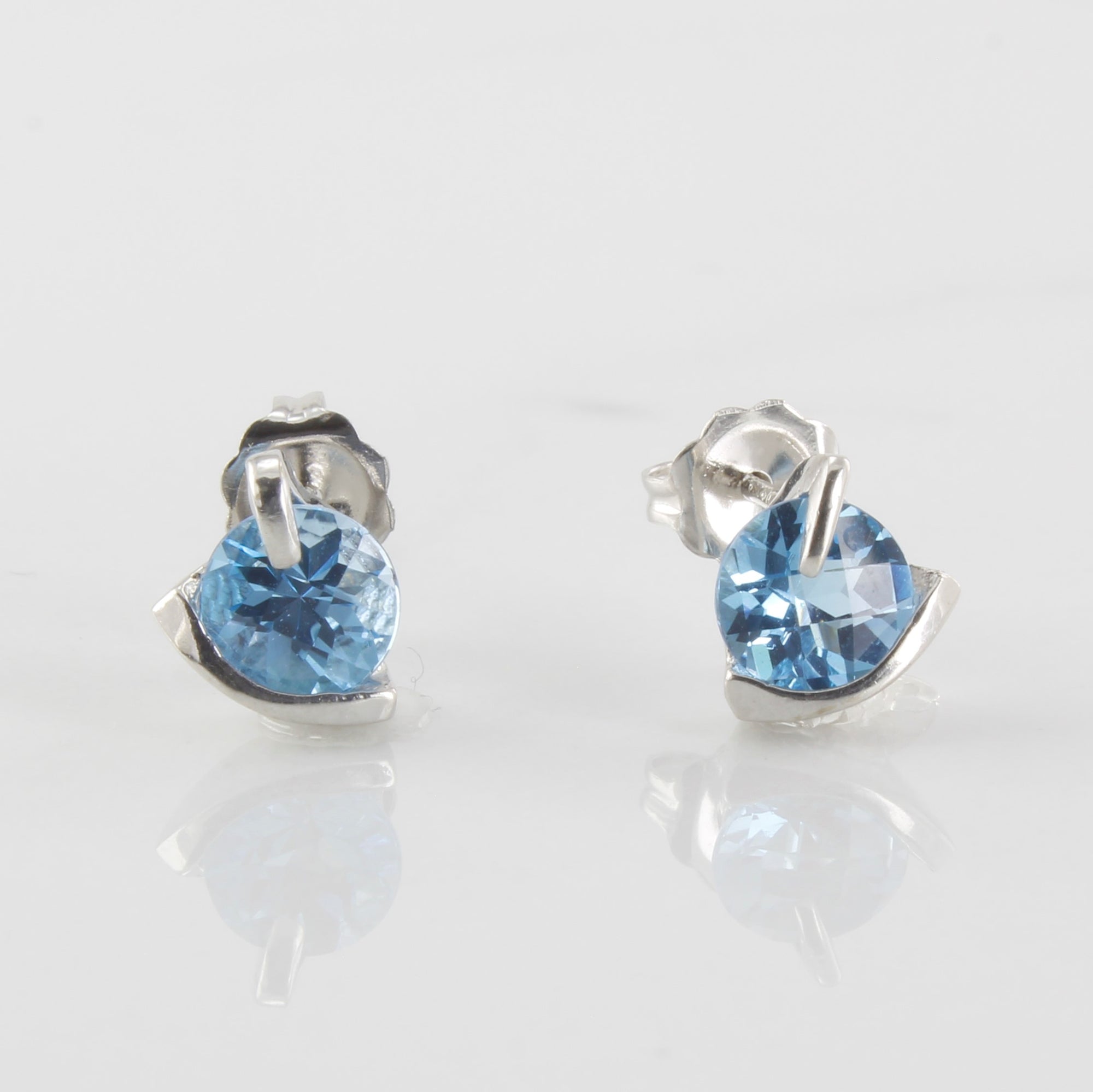 Abstract Blue Topaz Stud Earrings | 2.00ctw |