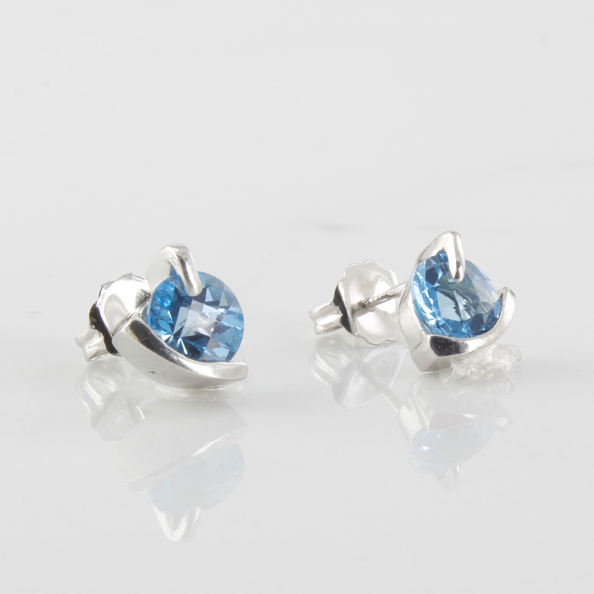 Abstract Blue Topaz Stud Earrings | 2.00ctw |