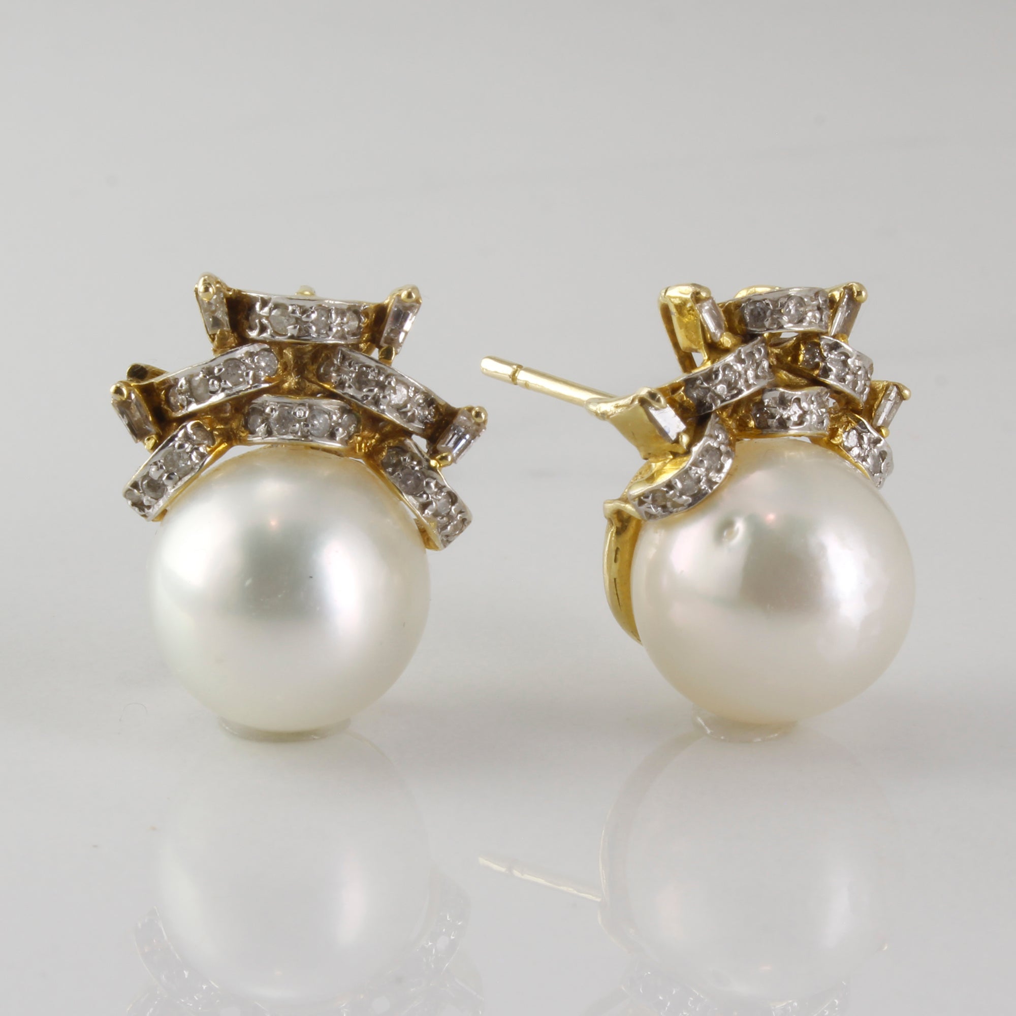 Diamond & Pearl Stud Earrings | 0.30ctw |