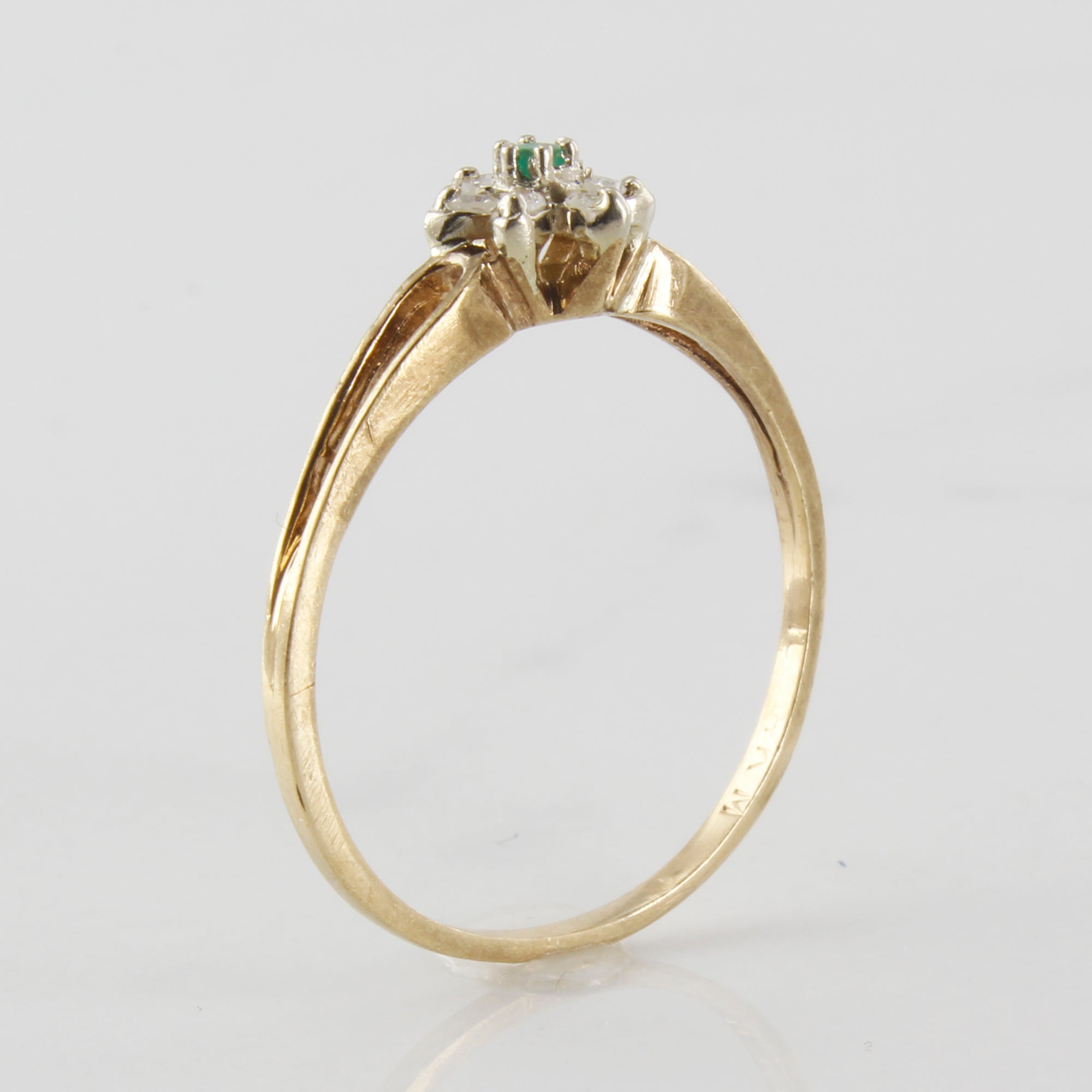 Petite Emerald & Diamond Ring | 0.02ct, 0.03ctw | SZ 5.5 |