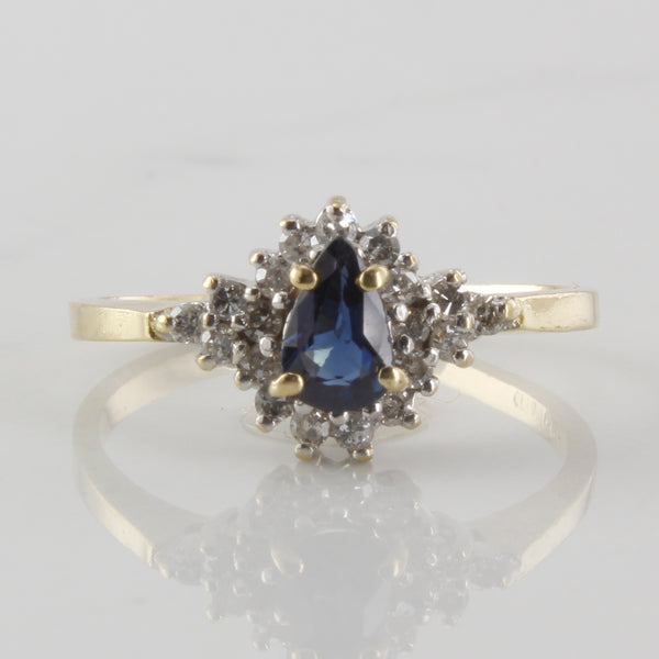 Blue Sapphire & Diamond Ring | 0.18ctw, 0.40 ct | SZ 5.5 |