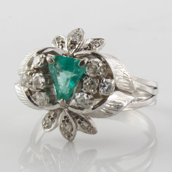 Art Deco Era Trillion Emerald Cocktail Ring | 0.30ctw, 0.30ct | SZ 8 |