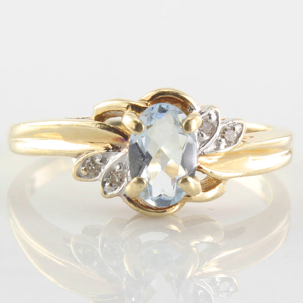 Aquamarine & Diamond Floral Bypass Ring | 0.02ctw, 0.44ct | SZ 4.5 |