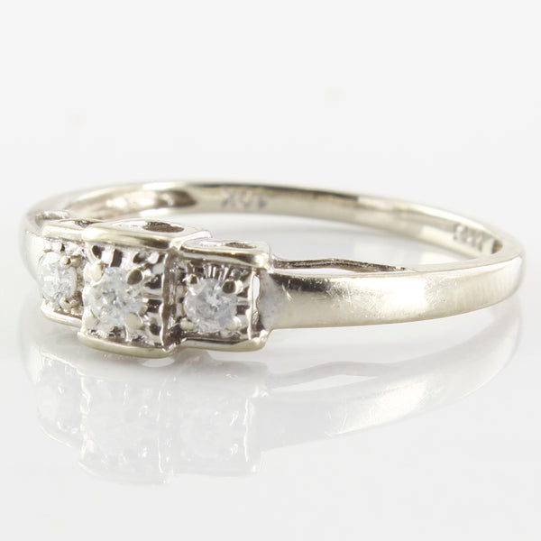 Heart Detailed Three Stone Diamond Ring | 0.10ctw | SZ 7 |