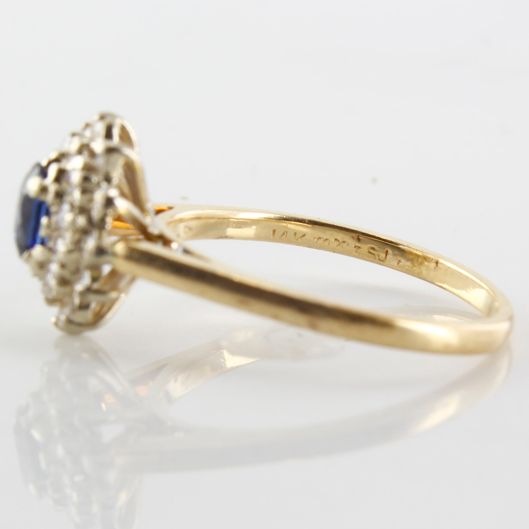 Double Diamond Halo Blue Sapphire Ring | 0.21ctw, 0.35ct | SZ 7.25 |