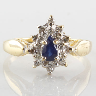Pear Cut Sapphire & Diamond Halo Ring | 0.20ctw, 0.20ct | SZ 6 |