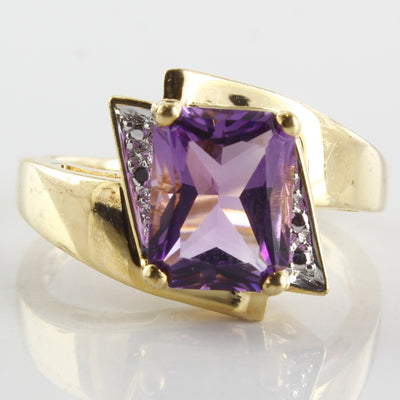 Angular Lab Created Purple Sapphire Ring | 2.60 ct | SZ 6.5 |