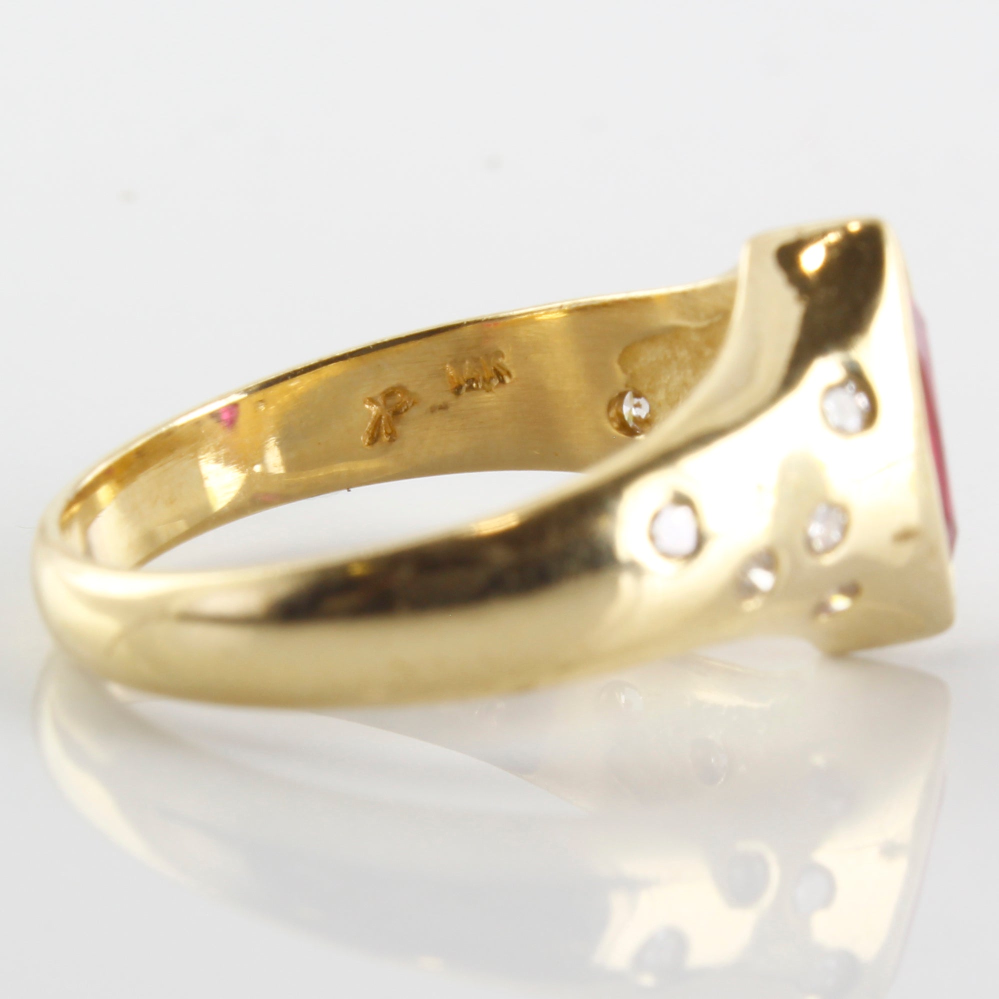 Bezel Set Marquise Ruby & Diamond Ring | 0.15ctw, 0.70ct | SZ 8 |