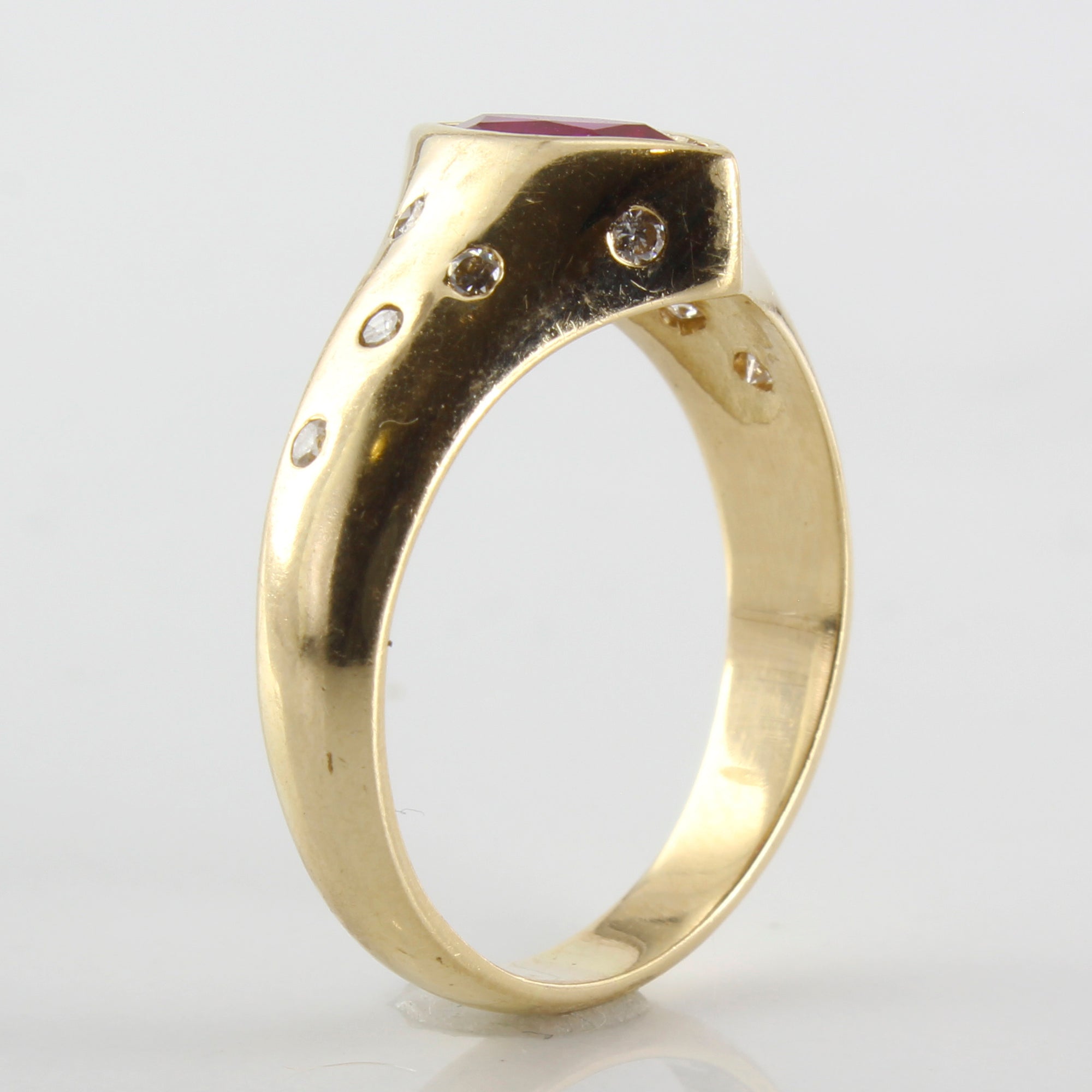 Bezel Set Marquise Ruby & Diamond Ring | 0.15ctw, 0.70ct | SZ 8 |