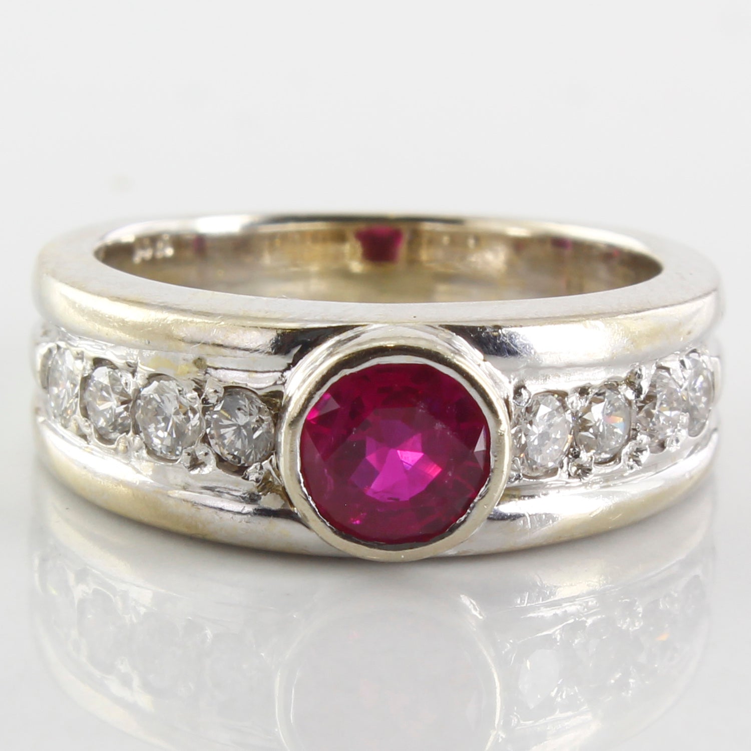 Vivid Pink Sapphire & Diamond Engagment Ring | 0.32ctw, 0.80ct | SZ 4.75 |