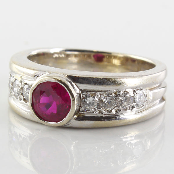 Vivid Pink Sapphire & Diamond Engagment Ring | 0.32ctw, 0.80ct | SZ 4.75 |