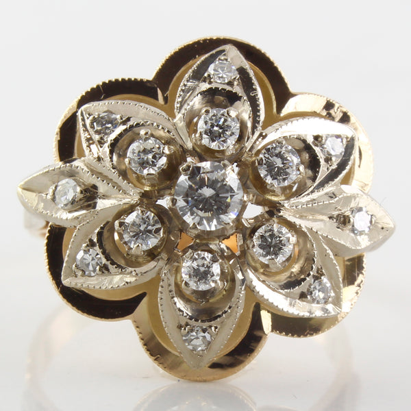 Art Deco Era Floral Diamond Cocktail Ring | 0.44ctw | SZ 8 |