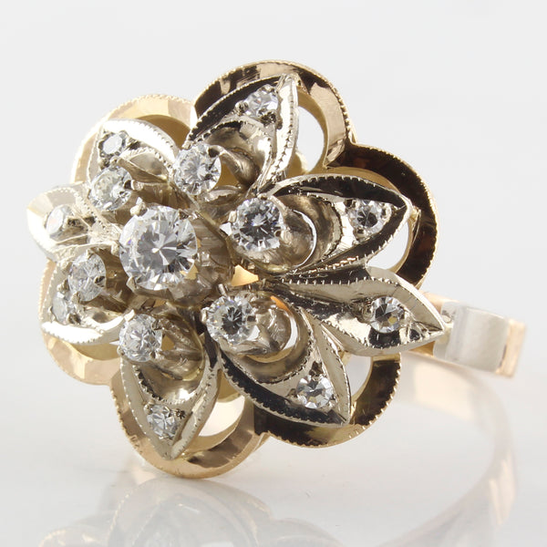 Art Deco Era Floral Diamond Cocktail Ring | 0.44ctw | SZ 8 |