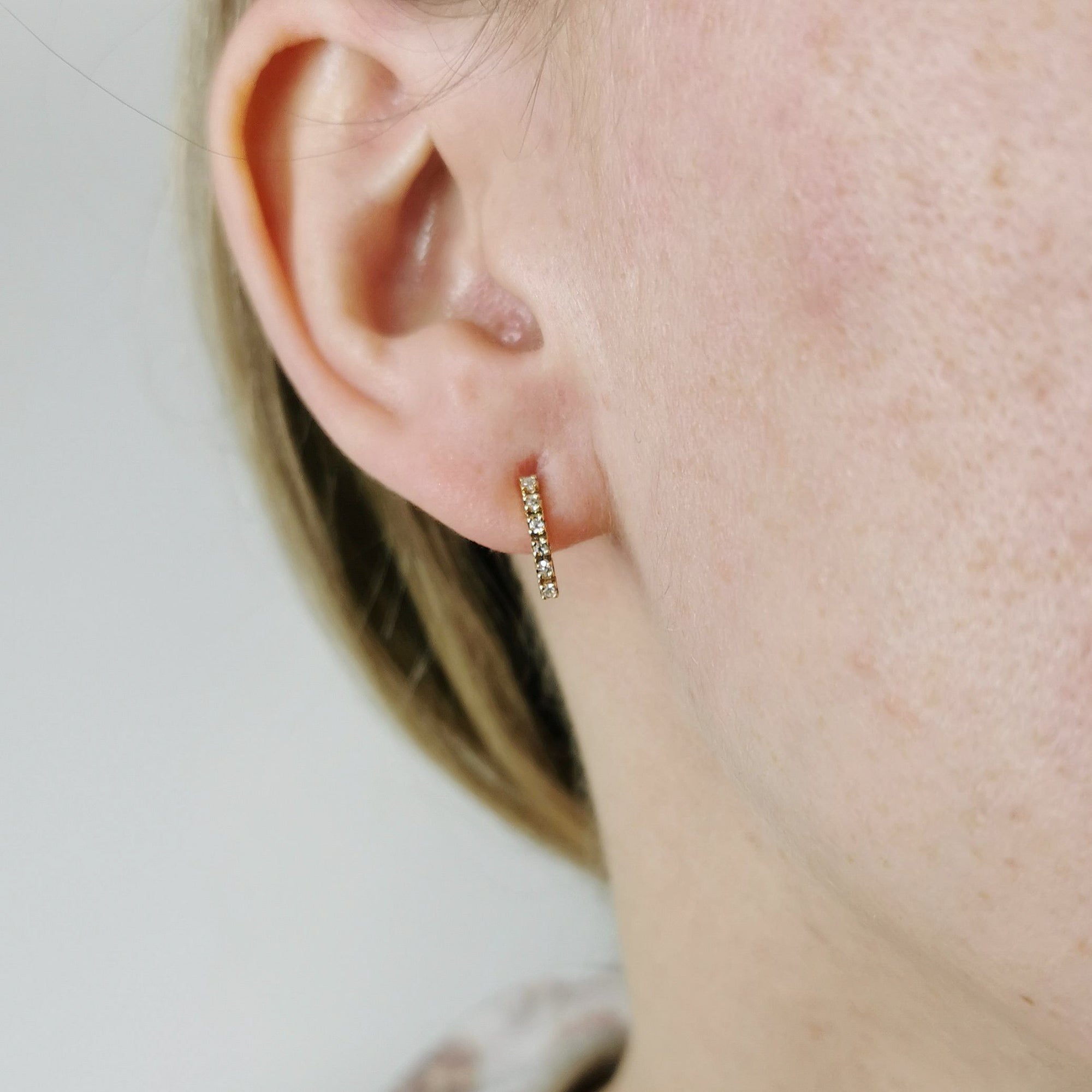 Curved Diamond Bar Stud Earrings | 0.10ctw |