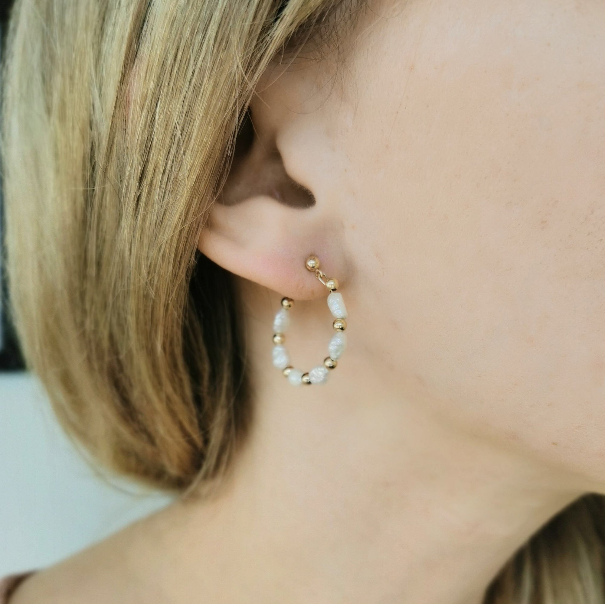 Baroque Pearl Stud Hoop Earrings | 7.20ctw |