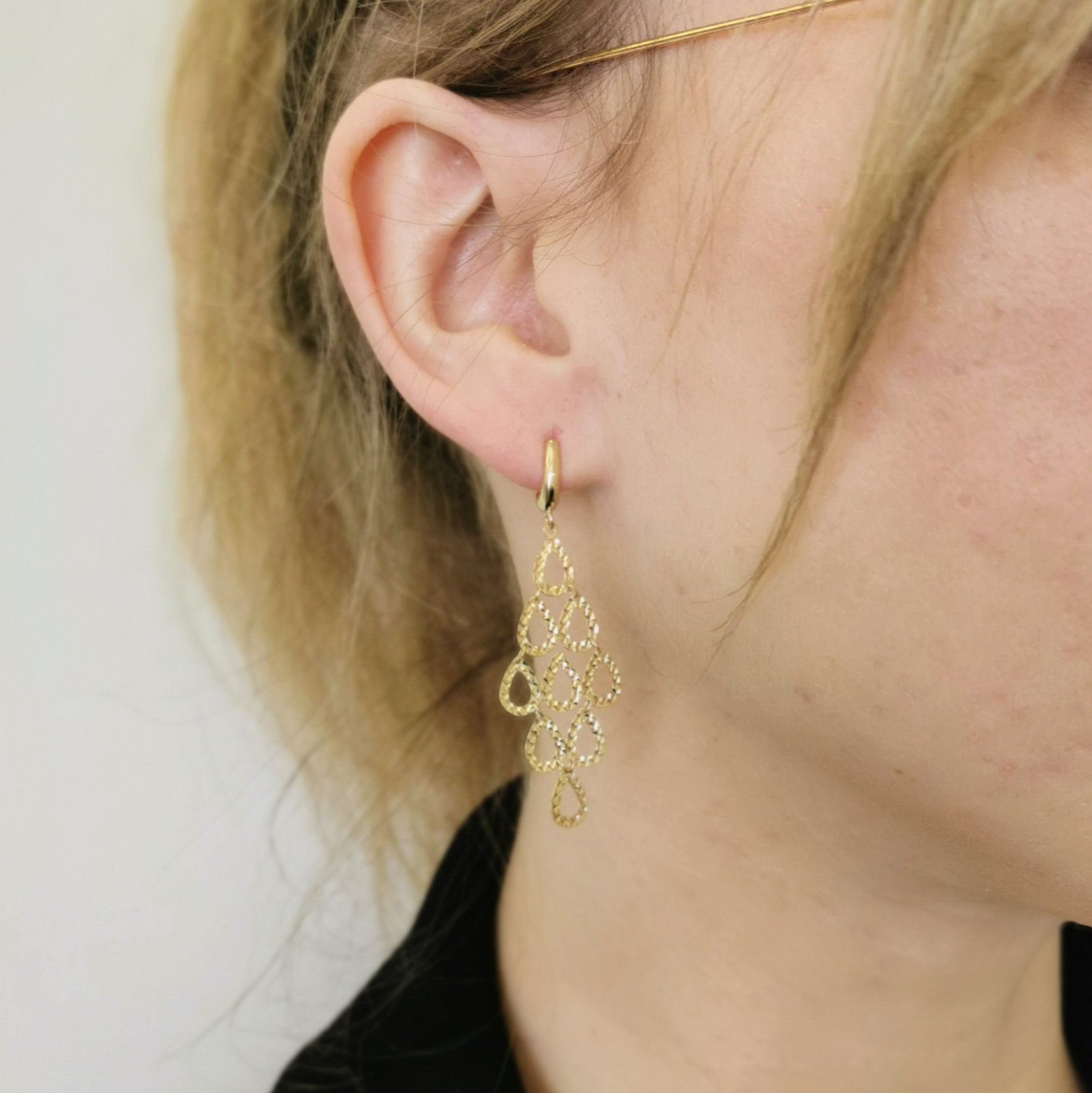 Half Hoop Gold Drop Earrings |