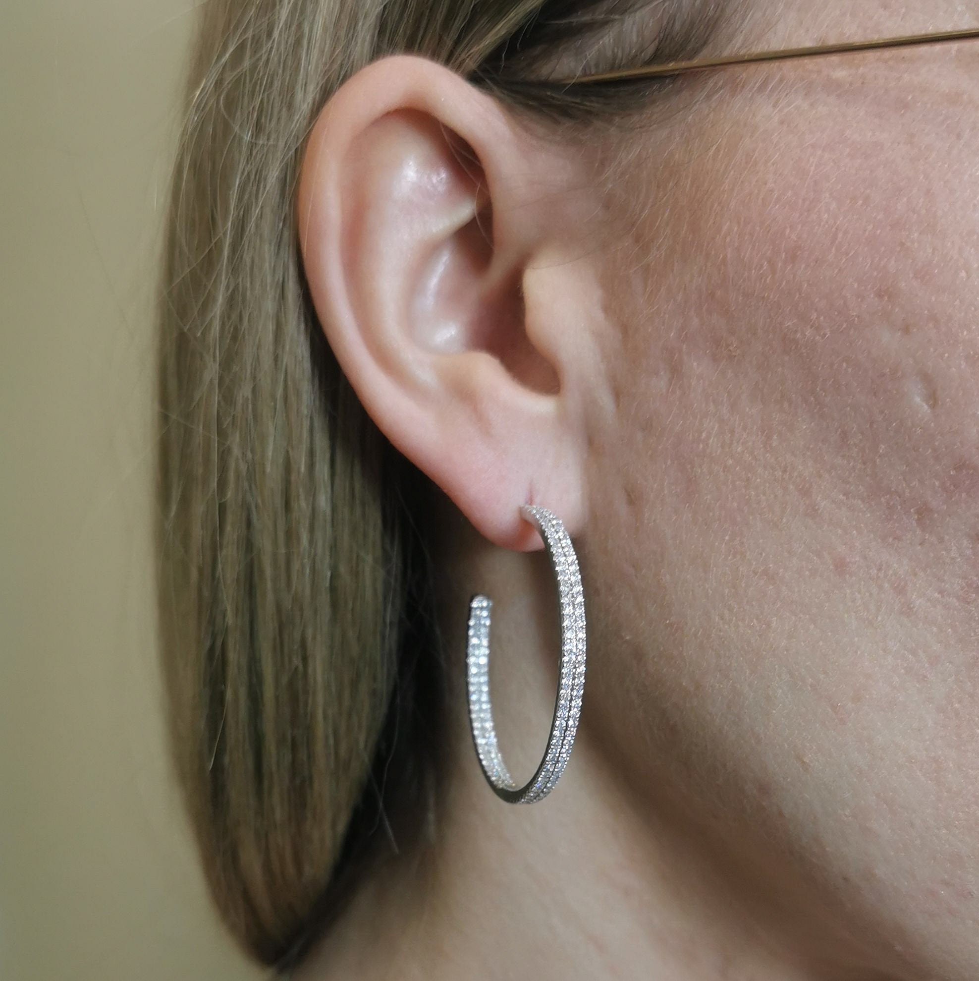 Inside Out Pave Diamond Hoop Earrings | 1.76ctw |