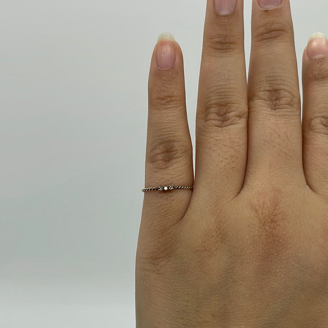 Diamond Three Stone Braided Ring | 0.03ctw | SZ 6.75 |