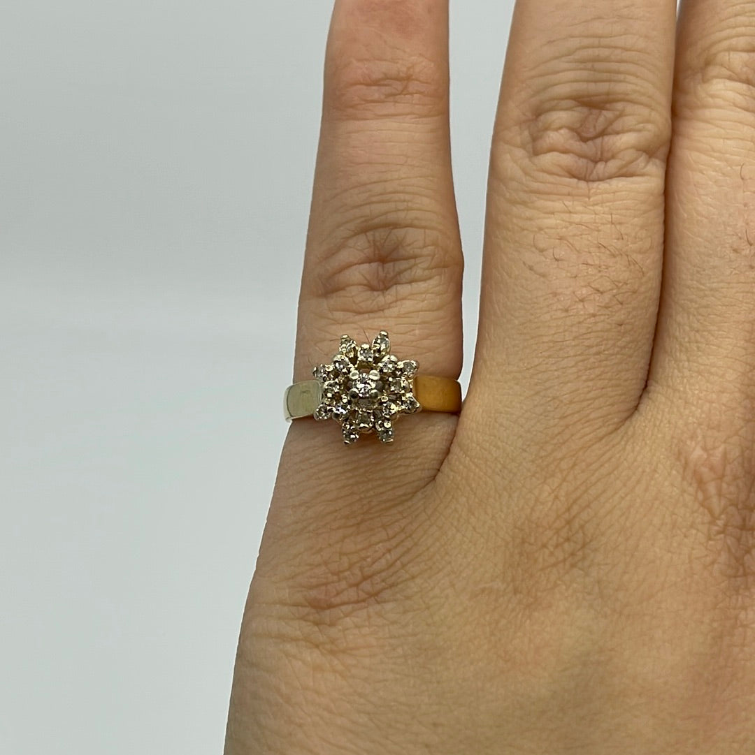 Star Burst Cluster Diamond Ring | 0.21 ctw, SZ 6.75 |