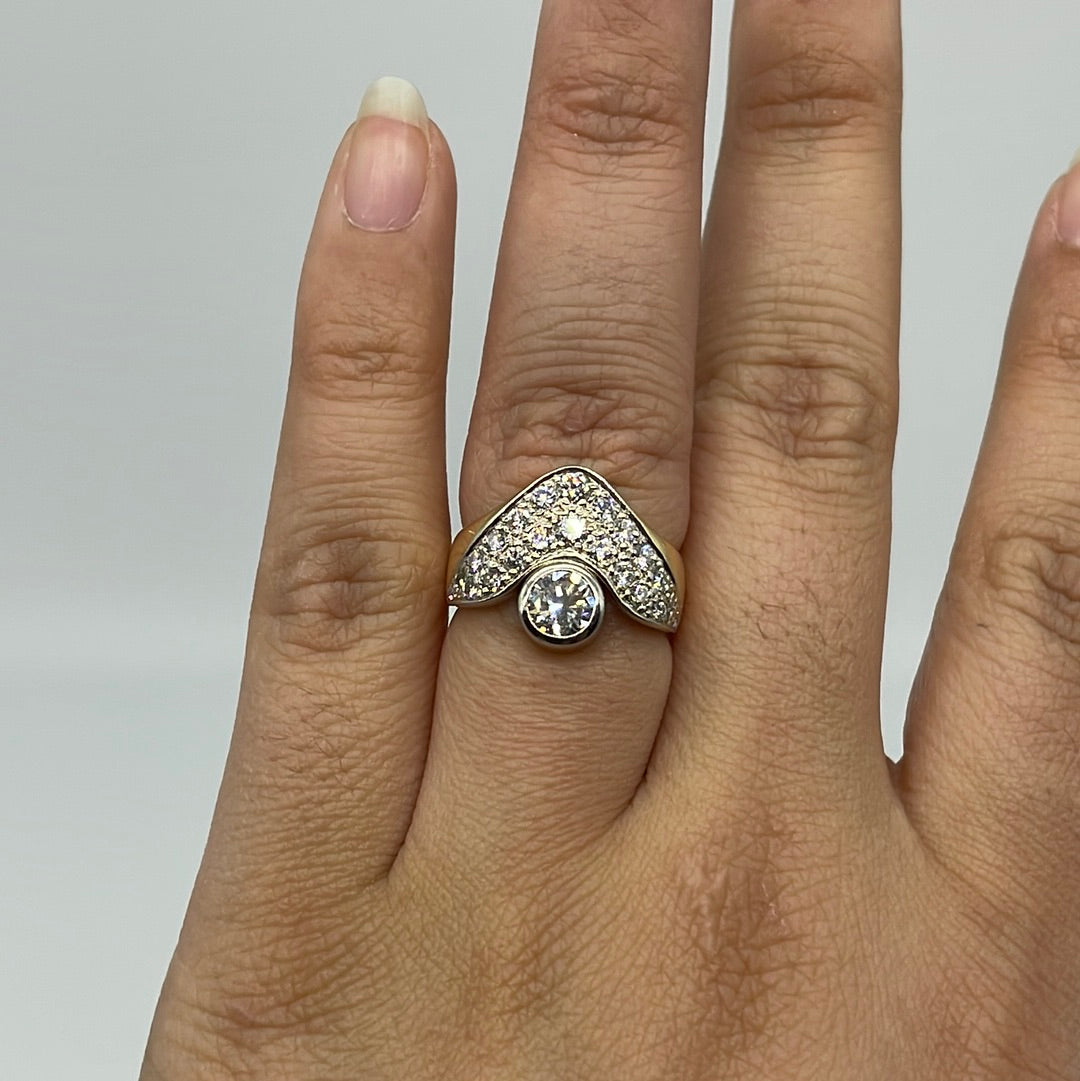 Custom Pave Bezel Set Diamond Ring | 1.50 ctw, SZ 7.25 |