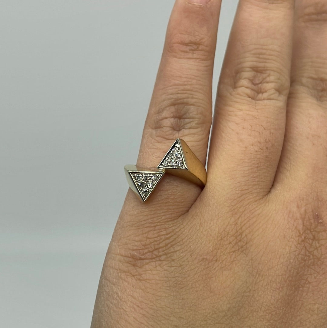 Bypass Pave Triangle Cocktail Ring | 0.18ctw | SZ 7.25 |