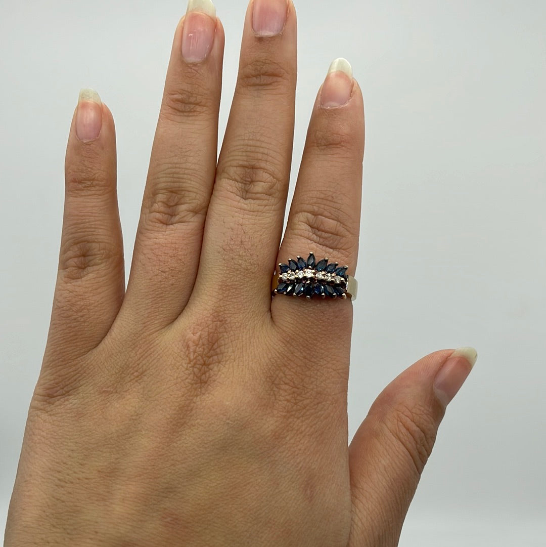 Marquise Sapphire Burst Ring | 0.77ctw, 0.18ctw | SZ 9.25 |
