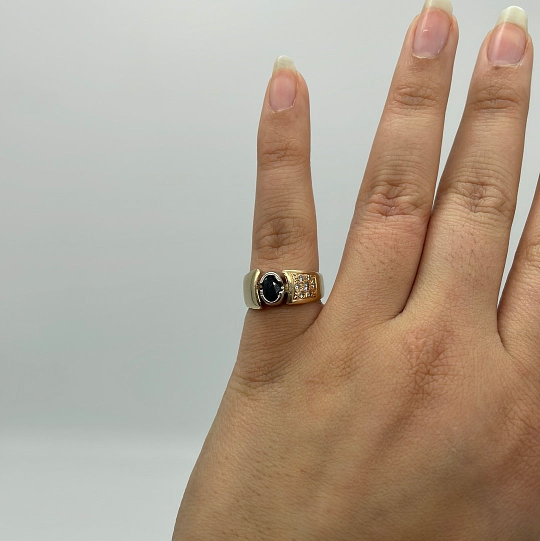 Offset Sapphire Bezel Ring | 0.40ct, 0.10ctw | SZ 6.75 |