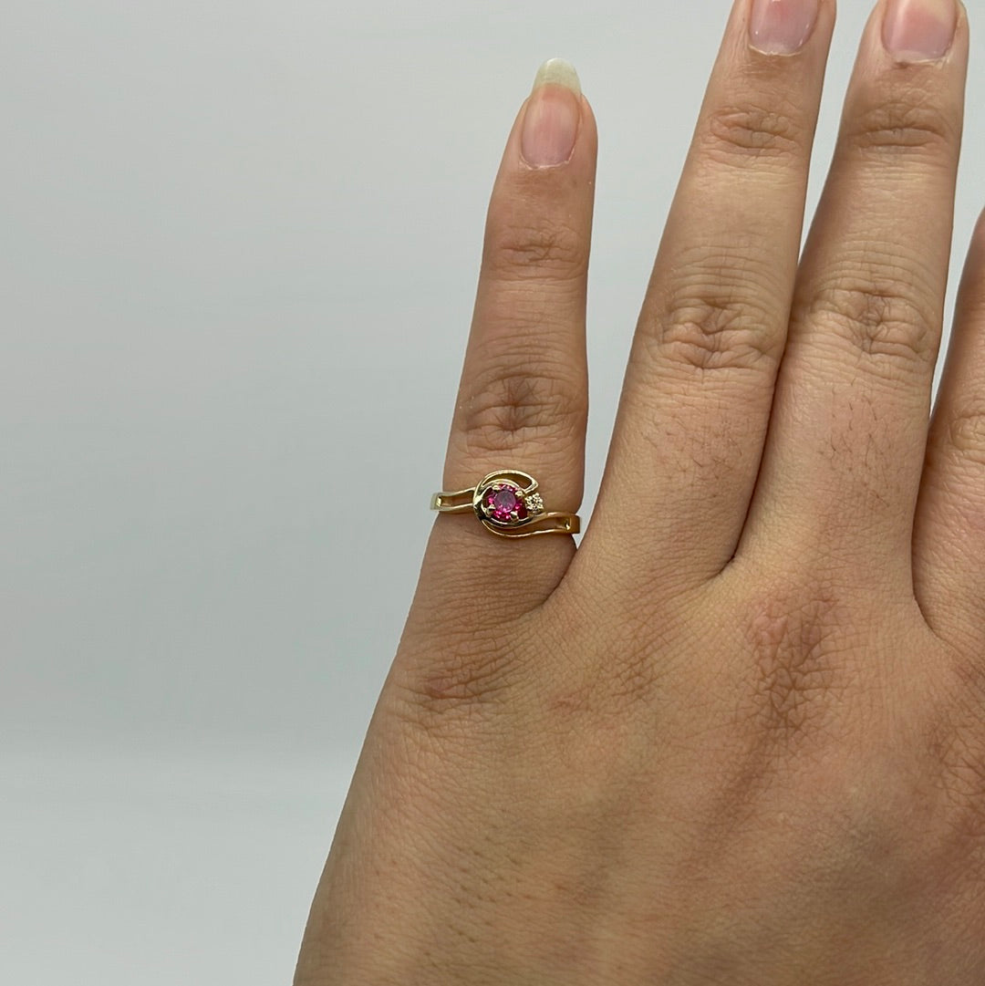 Synthetic Ruby & Diamond Ring | 0.25ct, 0.03ct | SZ 6 |