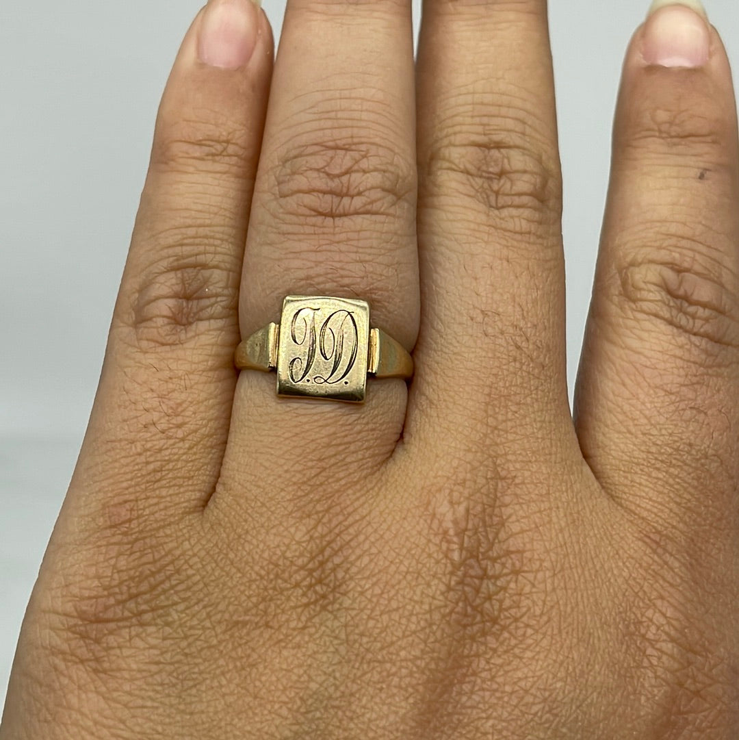 Initial 'JD' Gold Signet Ring | SZ 8 |