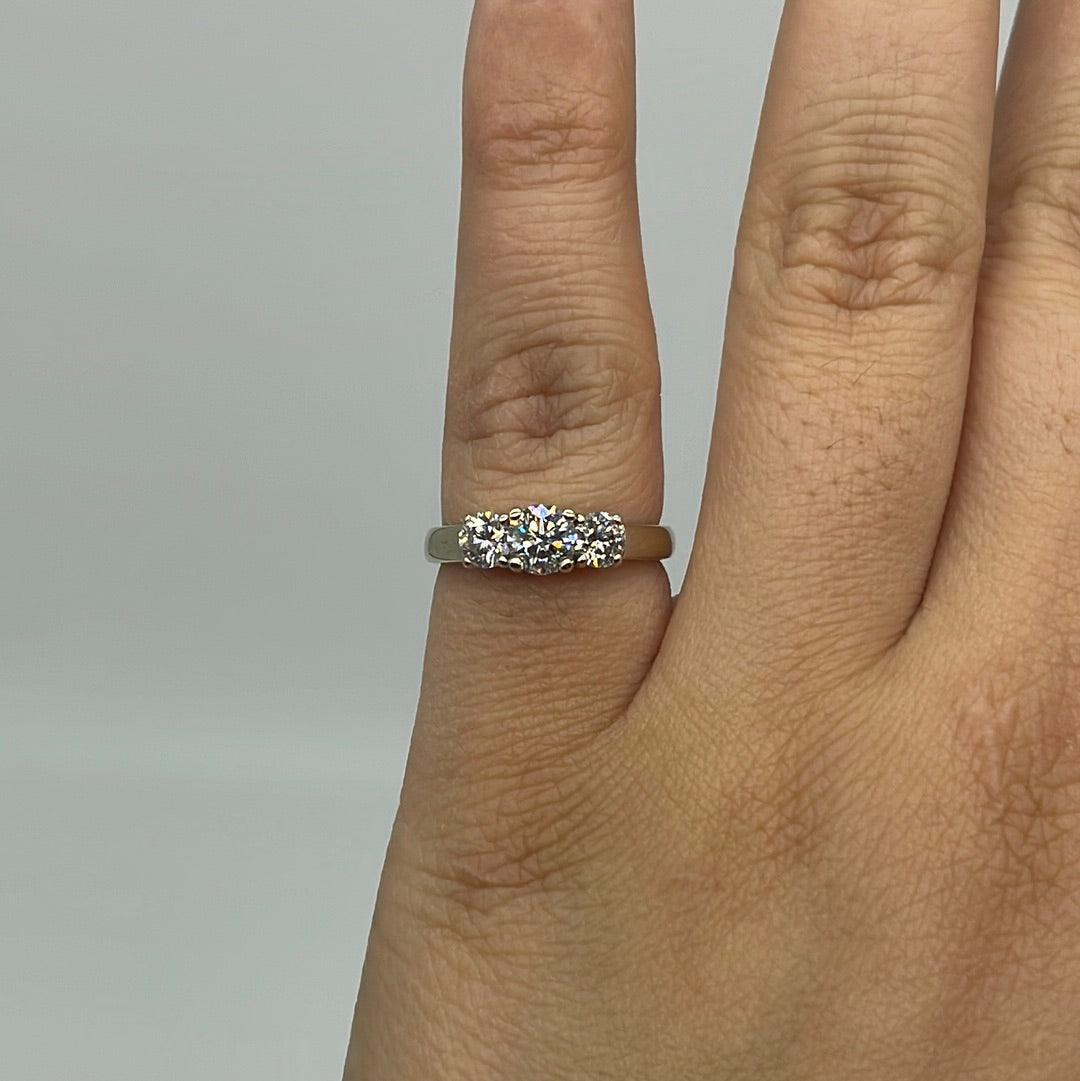 Elegant Three Stone Diamond Engagement Ring | 0.97 ctw, SZ 5.75 |