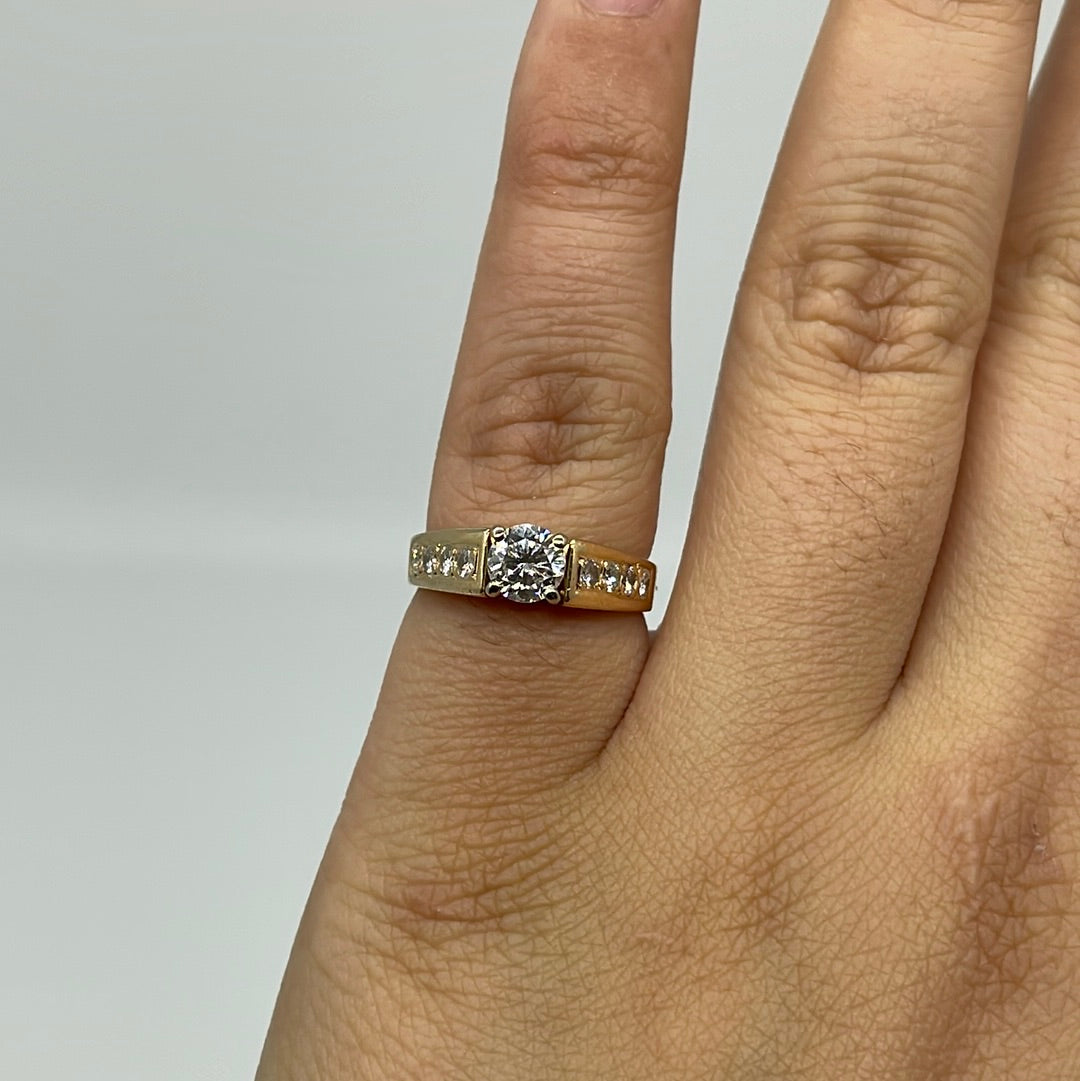 Wide High Set Diamond Engagement Ring | 0.86ctw | SZ 6 |