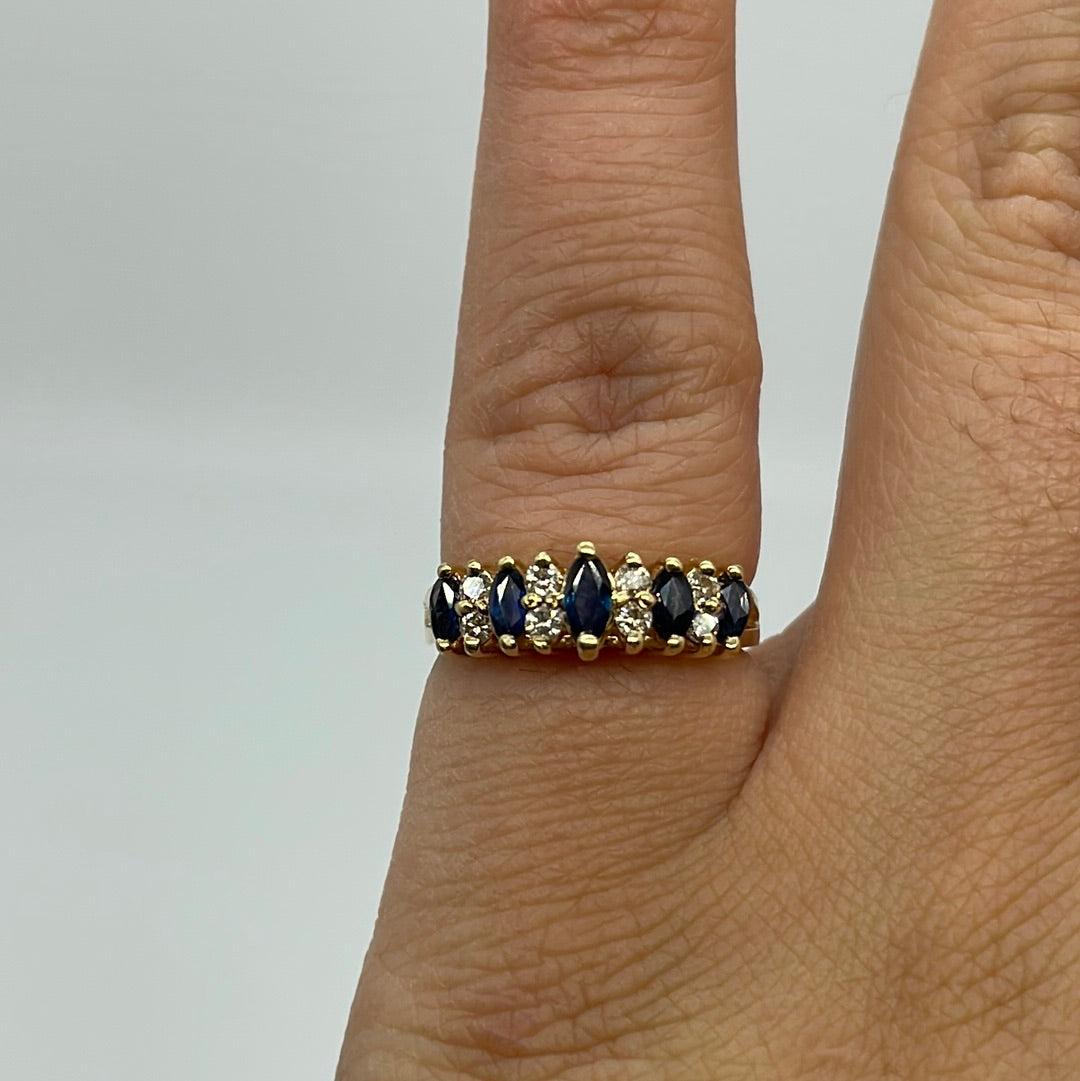 Split Shank Marquise Sapphire & Diamond Ring | 0.15ctw, 0.25ctw | SZ 5.75 |
