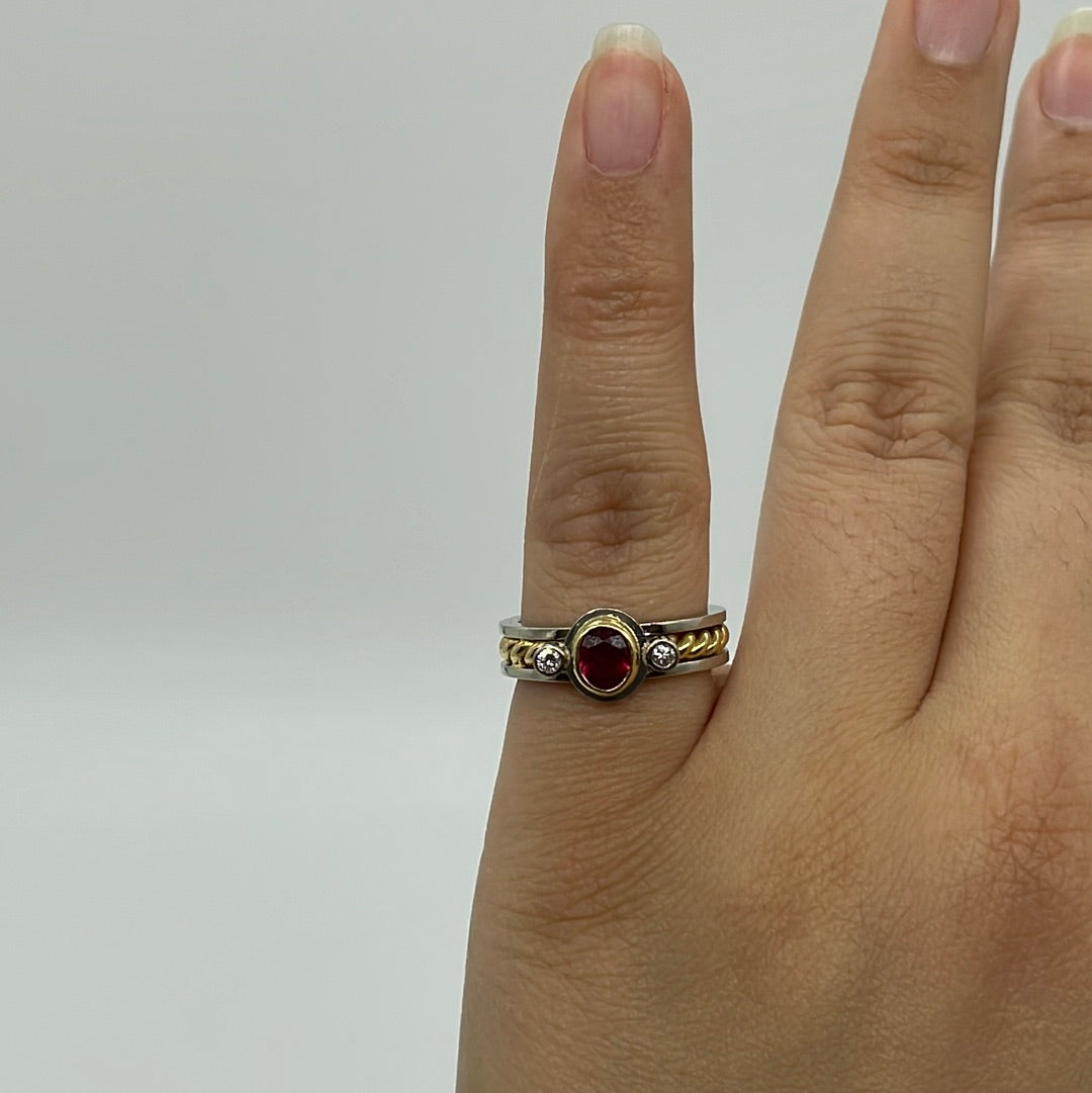 Ruby & Diamond Braided Ring | 0.85ct, 0.08ctw | SZ 7.5 |
